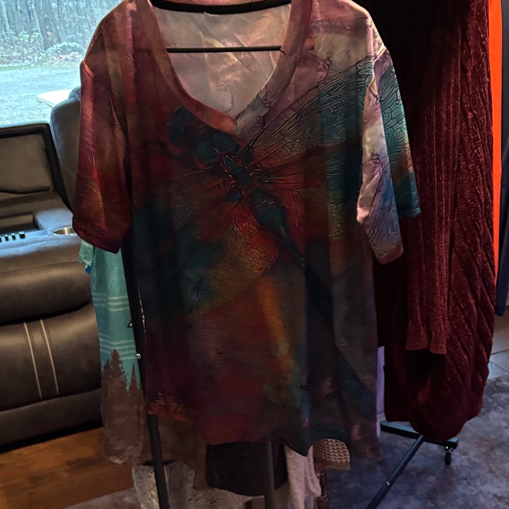 Multicolor V-Neck Women Top